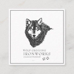 Vintage Sketch-Wolf-Visitenkarte Quadratische Visitenkarte