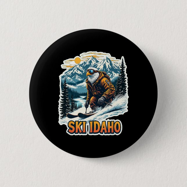 Vintage-Ski-Adler-Design  Button (Vorderseite)