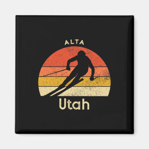 Vintage-Ski Alta Utah Berg Magnet