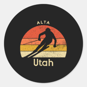 Vintage-Ski Alta Utah Berg Runder Aufkleber