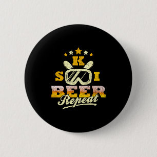 Vintage-Ski-Bier-Wiederholung-Distressed-lustig-Sk Button