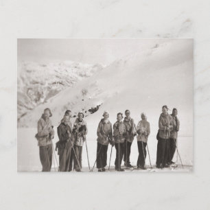 Vintage-Ski-Bild, Damen-Skiausflug Postkarte