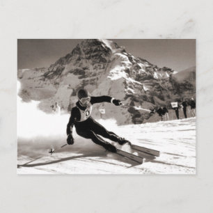 Vintage-Ski-Bild, Lauberhorn-Rennen Postkarte