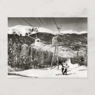 Vintage-Ski-Bild, Skilift Postkarte