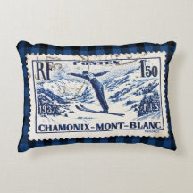 Vintage Ski Chamonix-Mont Blanc Postal Briefmarke