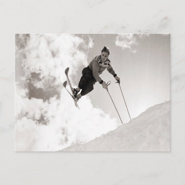 Vintage ski  image,Tricks on skis Postkarte (Vorderseite)