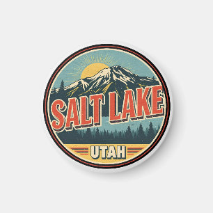 Vintage Ski Natur Salzsee Stadt Utah Skifahren Ges Magnet