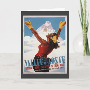 Vintage-Ski-Plakat, Italien, Val d'Aosta Feiertagskarte