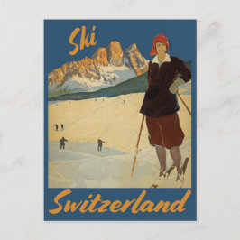 Vintage Ski Schweiz Schweizer Alpen Postkarte