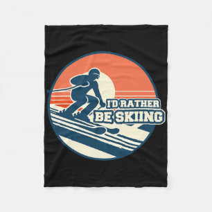 Vintage-Ski-Silhouette-Design mit Sonnenuntergangs Fleecedecke