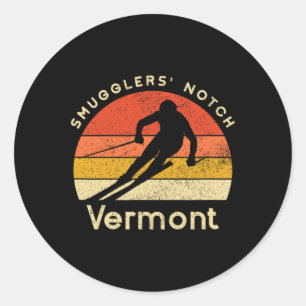 Vintage Ski Smugglers' Notch Vermont Berg Runder Aufkleber