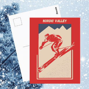 Vintage-Ski Utah Bergresort Nordic Valley Postkarte