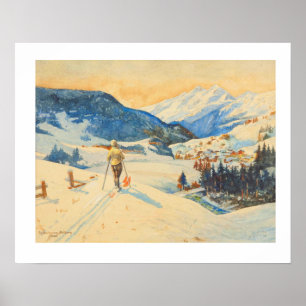 Vintage-Skibild, Langlaufen Poster