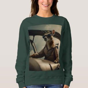 "Vintage Skies: Der Känguru-Pilot in der alten Mas Sweatshirt