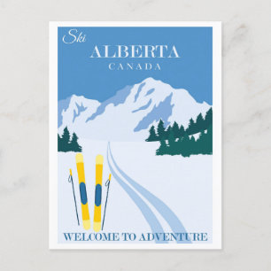 Vintage Skifahren Alberta Kanada Postkarte