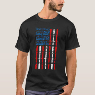 Vintage Skifahren Amerikanische Flagge 4. Juli-Eis T-Shirt