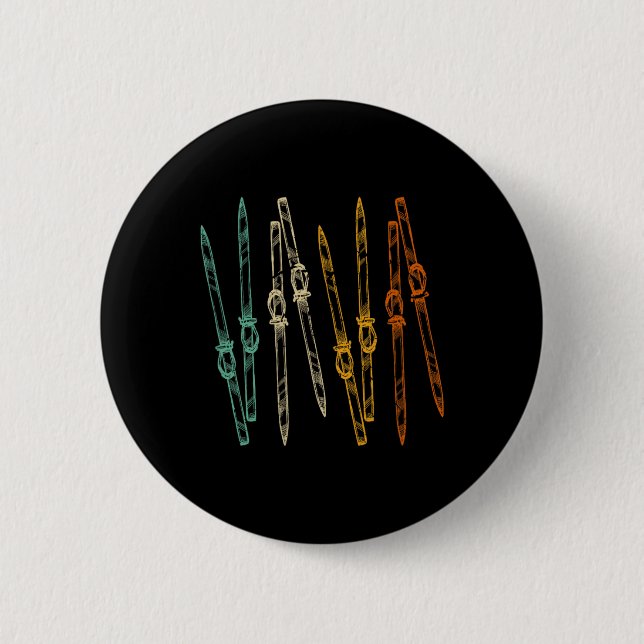 Vintage Skifahren Retro Ski  Button (Vorderseite)