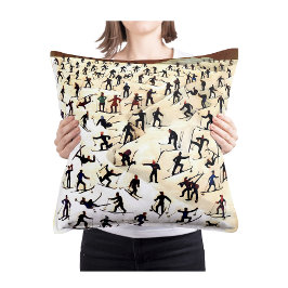 Vintage-Skifahrer-Kunst, Winterlandschaftsmalerei Kissen
