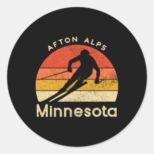 Vintage Skigebiet Afton Alps Minnesota Berg Runder Aufkleber