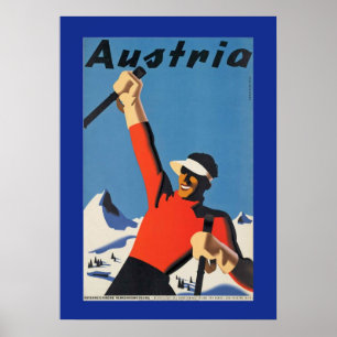 Vintage Skiing in Austria Poster