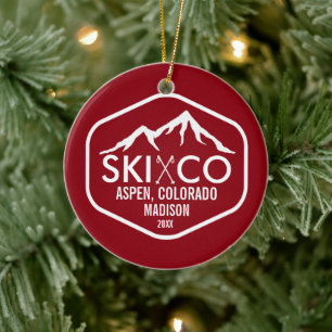 Vintage-Skilogemberg Aspen Colorado individuell Keramik Ornament