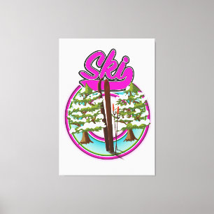 vintage Skilogo in Rosa Leinwanddruck