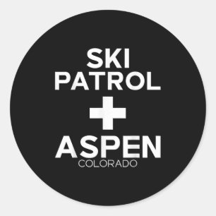 Vintage Skipatrol Aspen T Shirt Snowboarden Skii Runder Aufkleber