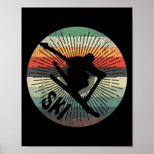 Vintage Skipisten Berge Wintersport F Poster