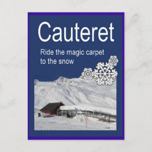 Vintage-Skiplakat, Cauteret,Reite auf dem magische Postkarte