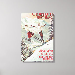 Vintage-Skiplakat, Chamonix Mont Blanc Leinwanddruck