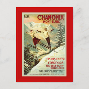 Vintage-Skiplakat, Chamonix, Mt Blanc Postkarte