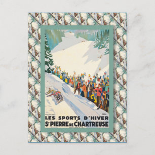 Vintage-Skiplakat, Frankreich, St Pierre de Chartr Postkarte