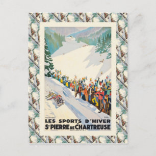 Vintage-Skiplakat, St Pierre de Chartreuse Postkarte