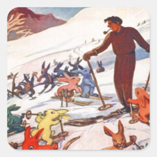 Vintage-Skiposter, Arlberg, St Anton Quadratischer Aufkleber