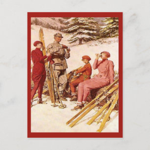 Vintage-Skiposter, Mode auf der Piste Postkarte