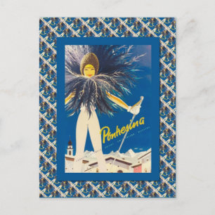 Vintage-Skiposter, Pontresina Postkarte