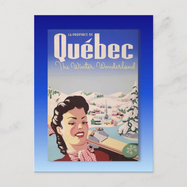 Vintage-Skiposter, Quebec Postkarte (Vorderseite)