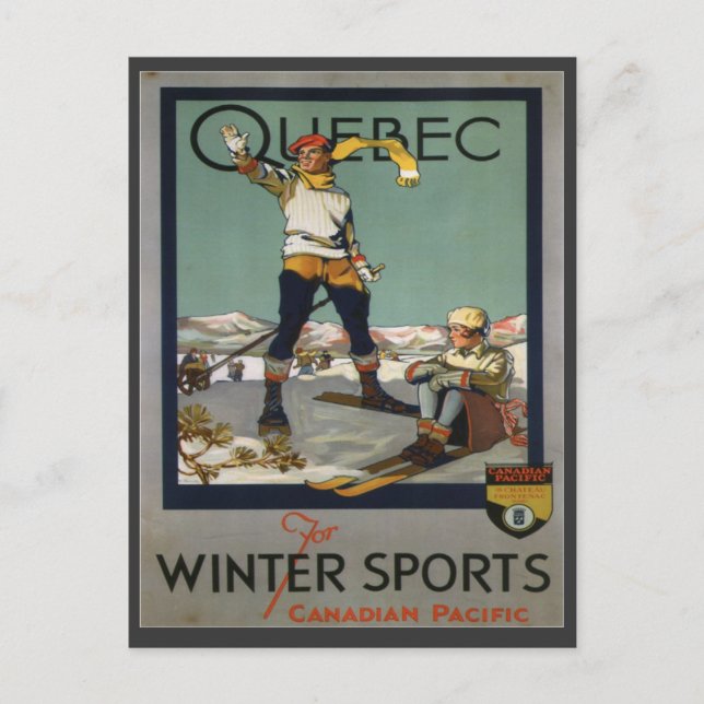 Vintage-Skiposter, Quebec Postkarte (Vorderseite)