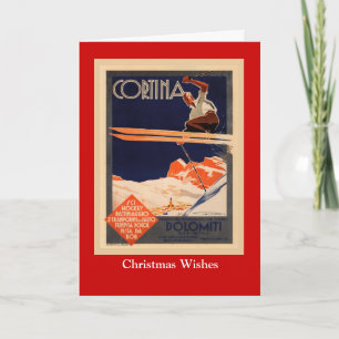 Vintage-Skiposter, Ski Cortina, Italien Feiertagskarte