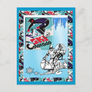 Vintage-Skiposter, Skifahren Colorado Postkarte