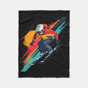 Vintage-Skirennfahrer-Design - Retro Fleecedecke