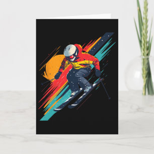 Vintage Skirennfahrer-Design - Retro Karte