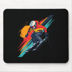 Vintage-Skirennfahrer-Design - Retro Mousepad
