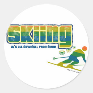 Vintage-Skistil Runder Aufkleber