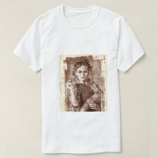 Vintage-Skizze Ästhetisches Mädchenporträt T-Shirt