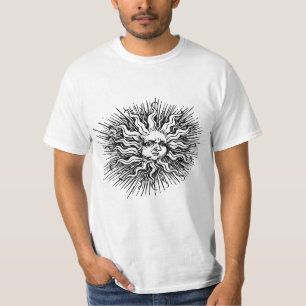Vintage-Skizze der mystischen Sonne T-Shirt