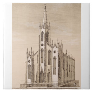 Vintage-Skizze der St. Nicholas-Kirche New York Fliese