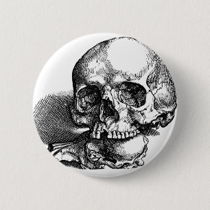 Vintage Skizze des Schädels und der Kieferknochen Button