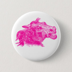 Vintage-Skizze Intensiver Pferdekopf Kunst Button