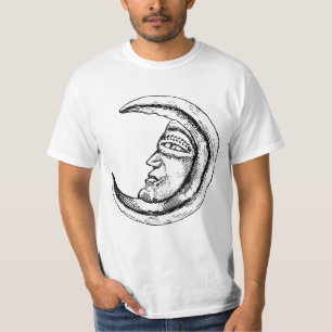 Vintage-Skizze Mystischer Mond T-Shirt
